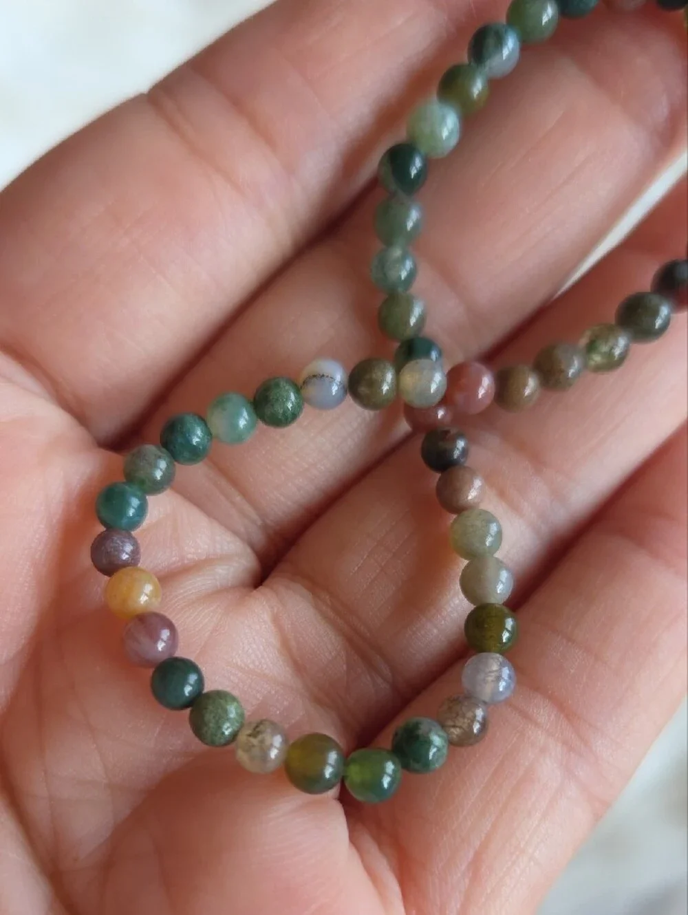 Indian Moss Agate Beaded Stretch Bracelet - Picture 5 of 6